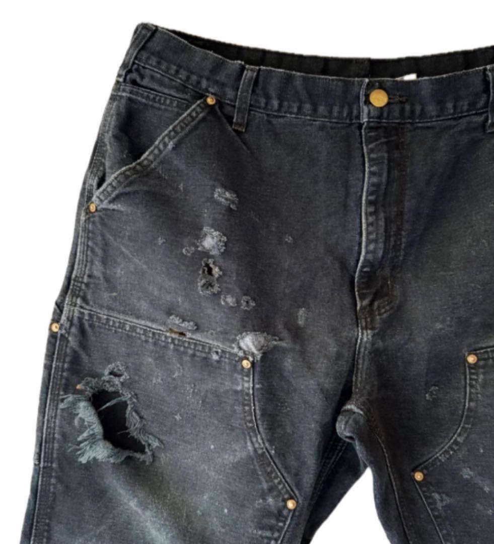 カーハート ダブルニー ブラック　USA製　W34×L29