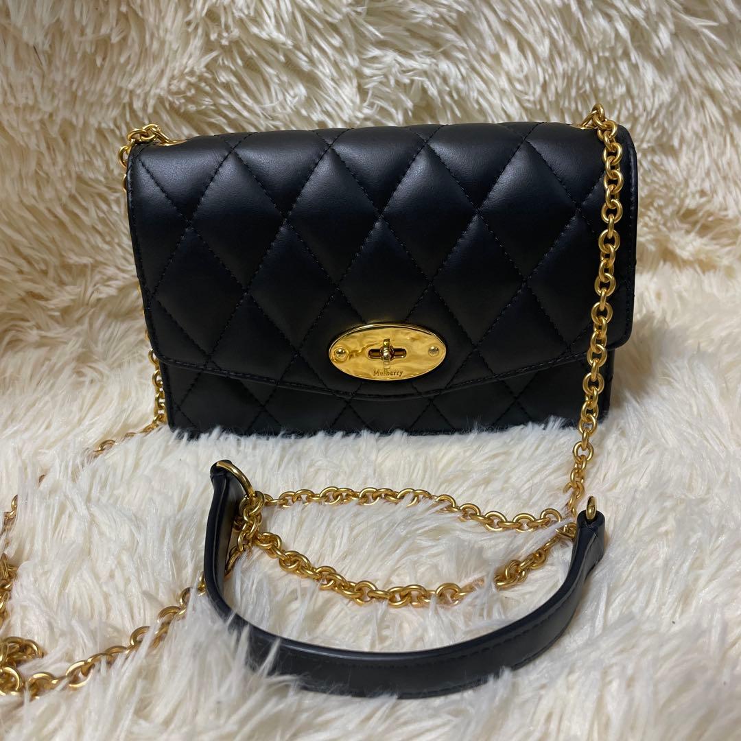Mulberry スモールダーリー チェーン　レザー　キルティングバッグ　黒