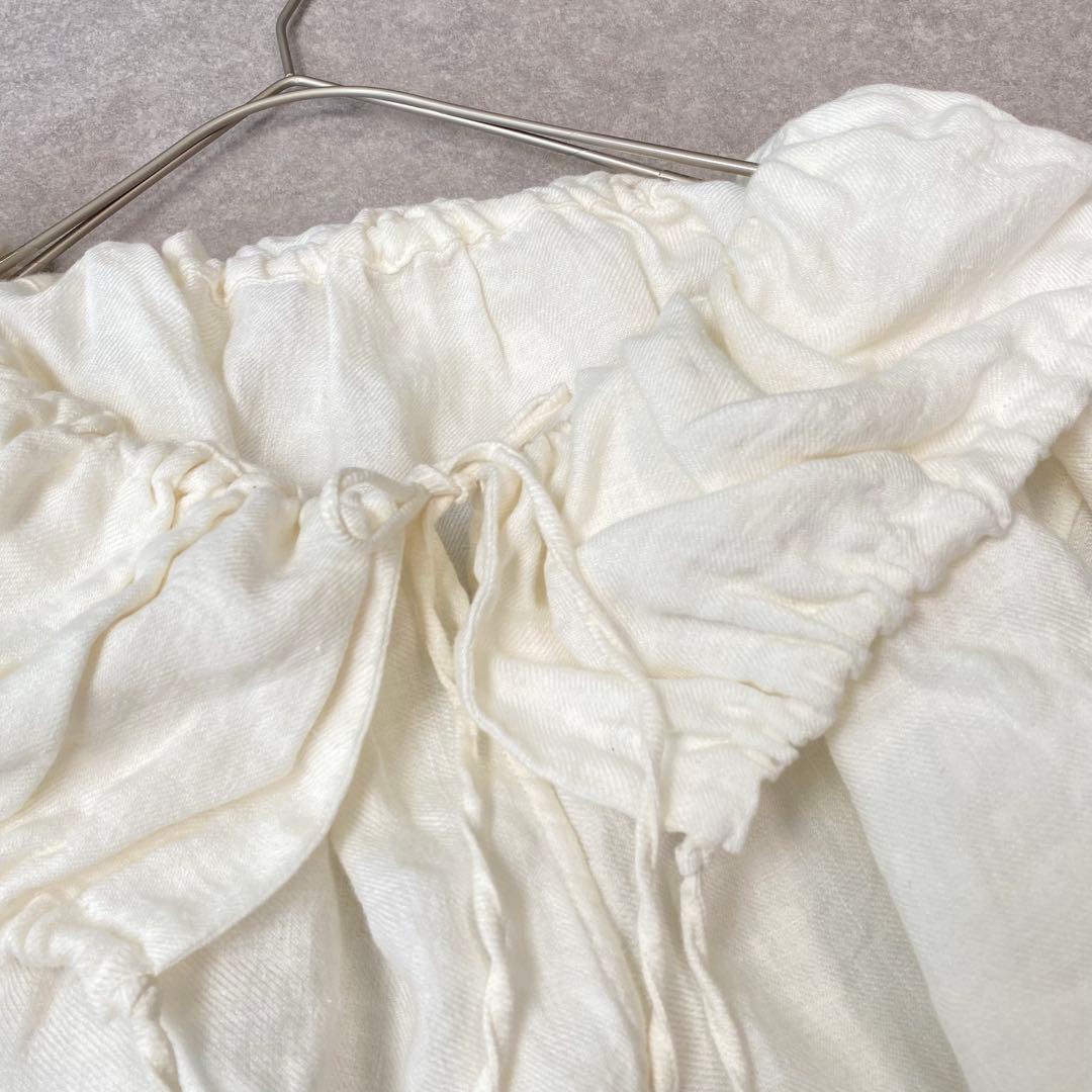 little suzie リトルスージー ギャザー襟ブラウス　白　リネン