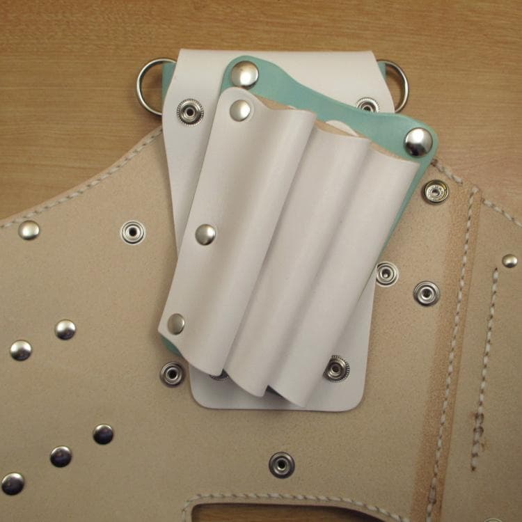 ホワイト＆空色　６丁差し　本革シザーケース　SCA-151/CWA