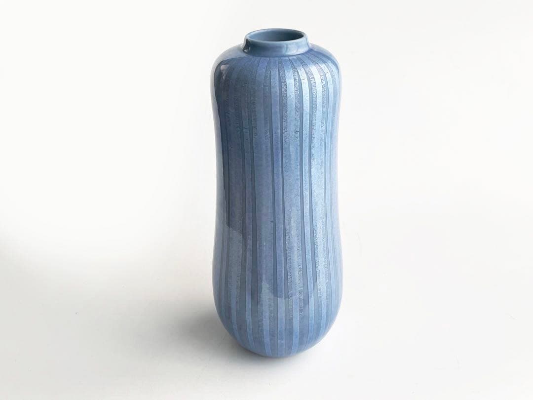 人間国宝　陶芸家　中田一於　釉裏銀彩　花入　九谷焼　共箱　小野珀子