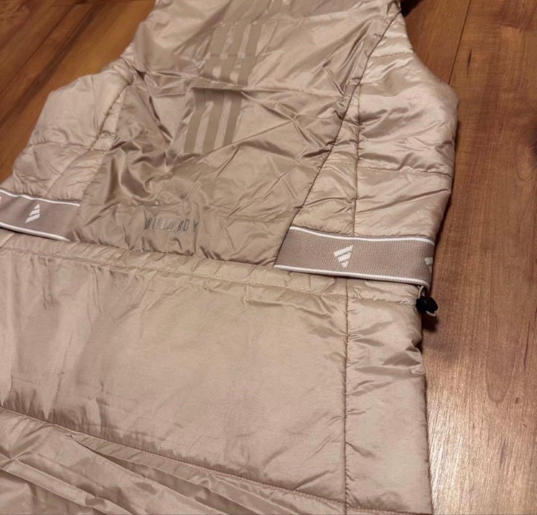 ベスト　ワンピース　ウエスト絞れます　秋冬　中綿　ジャケット　ベージュ　サイズL