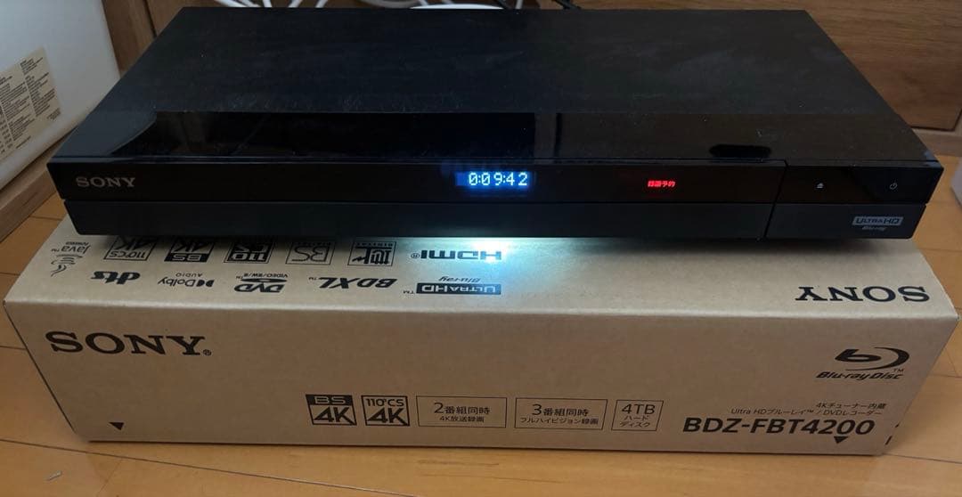 ソニー 4TB 3チューナー 4K ブルーレイレコーダー BDZ-FBT4200