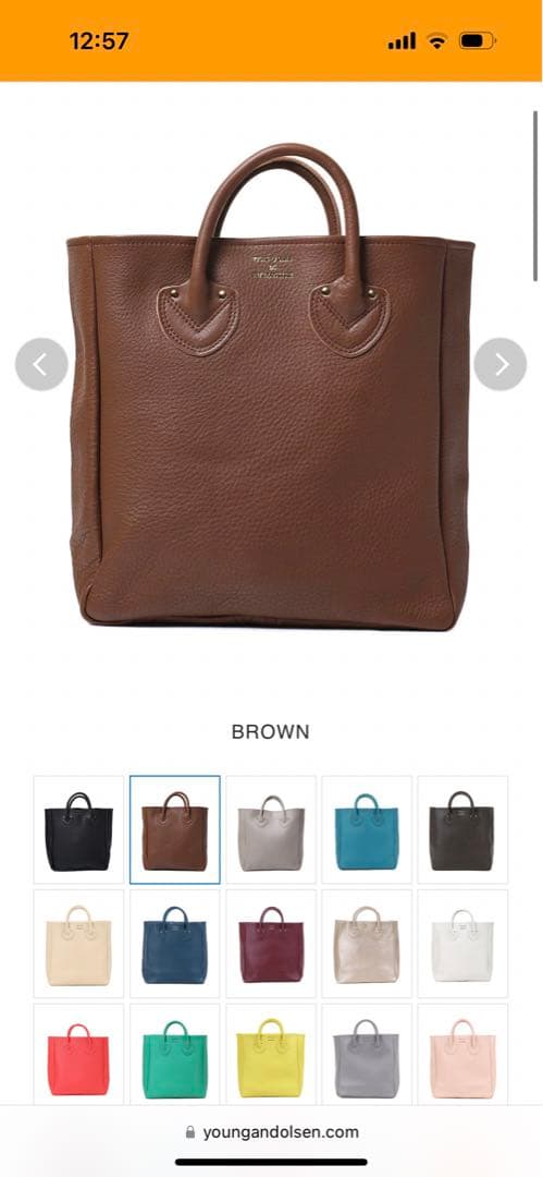 ヤングアンドオルセン　レザートート　Ｍ　ブラウン