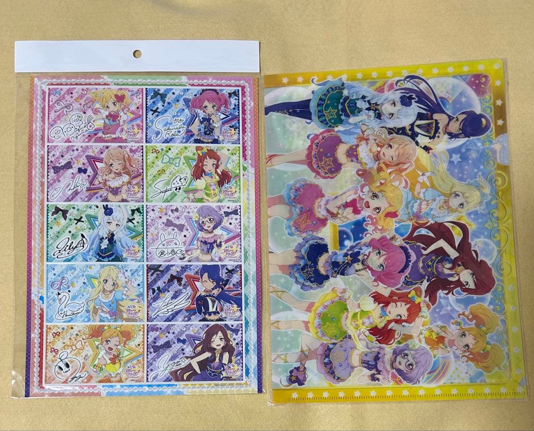 【113】アイカツスターズ　サイン入りステッカー&クリアファイル　ゆめ　ひめ