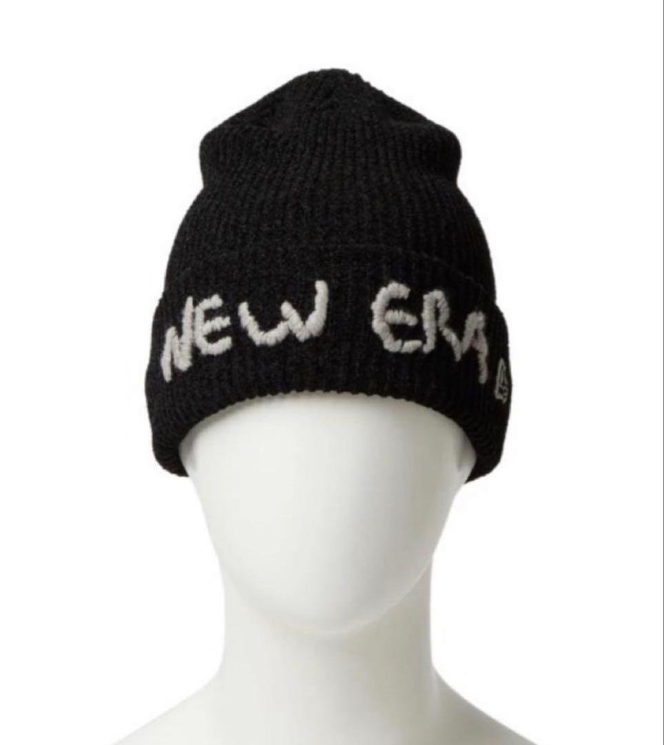 【NEW ERA】ニューエラ＊ニット帽＊ビーニー＊黒＊ロゴ刺繍