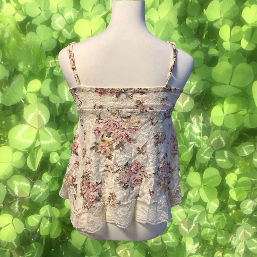 LIZLISA 旧タグ 希少 00s 花柄リボン付きレースキャミソール