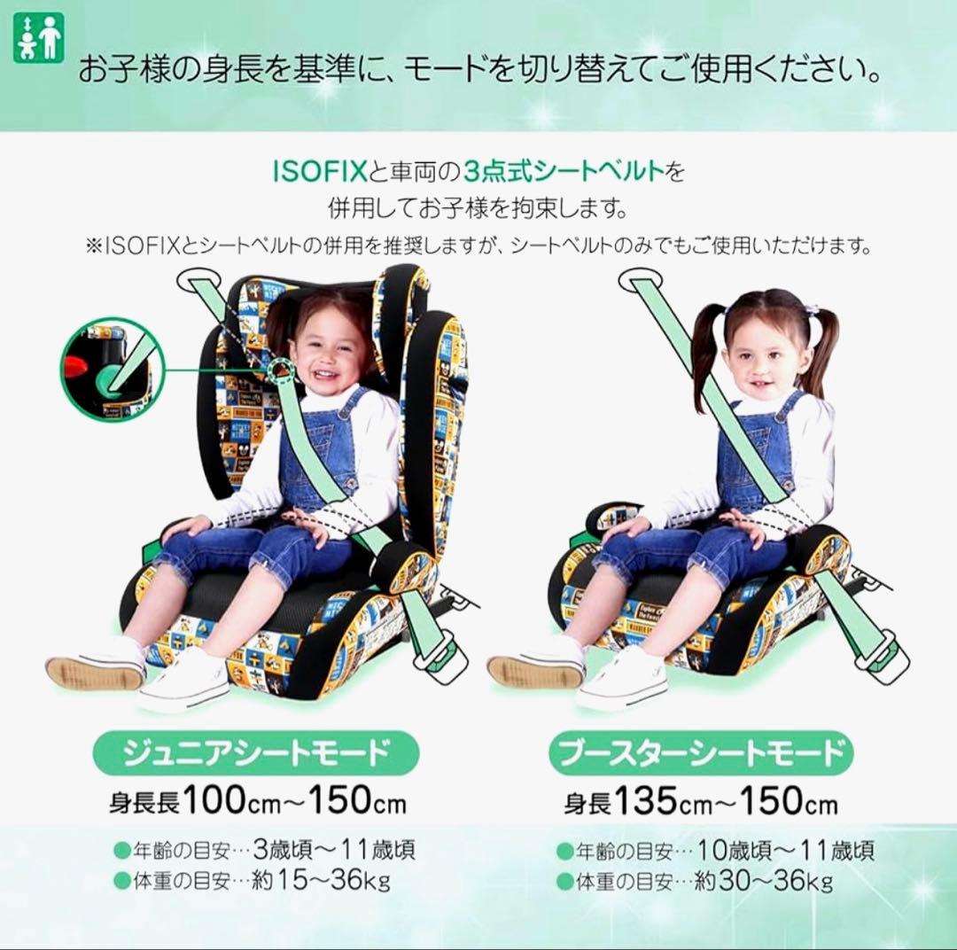 未使用級 ジュニアシート マムズキャリー ハイバックFIX ミッキー(キャンプ)