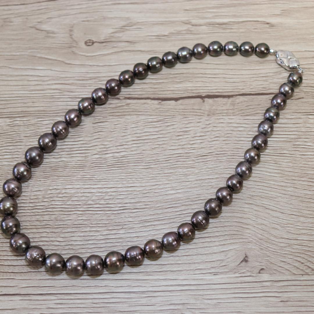 雪*丸様 誠美堂真珠 黒蝶真珠ネックレス 8.0～11.0mm 本真珠 全長47