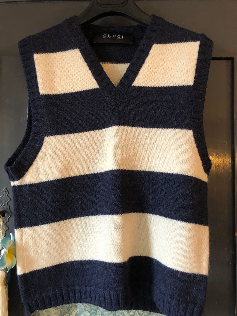 GUCCI ネイビー ホワイト ストライプ ベスト