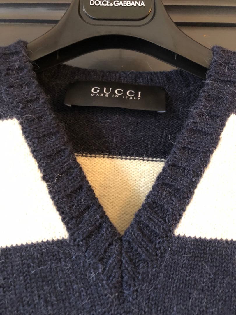 GUCCI ネイビー ホワイト ストライプ ベスト