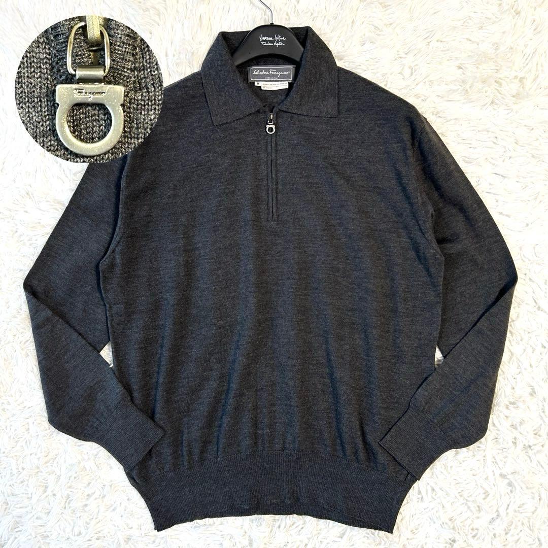 サルヴァトーレフェラガモ ガンチーニ ニット ハーフジップ フェラガモ 長袖 M