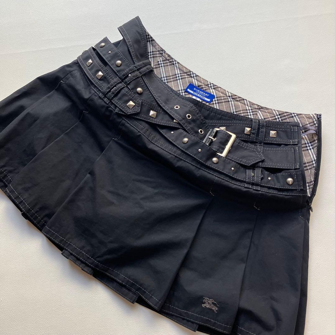 希少 美品 バーバリー スタッズ プリーツ 牛革 キュロットスカート