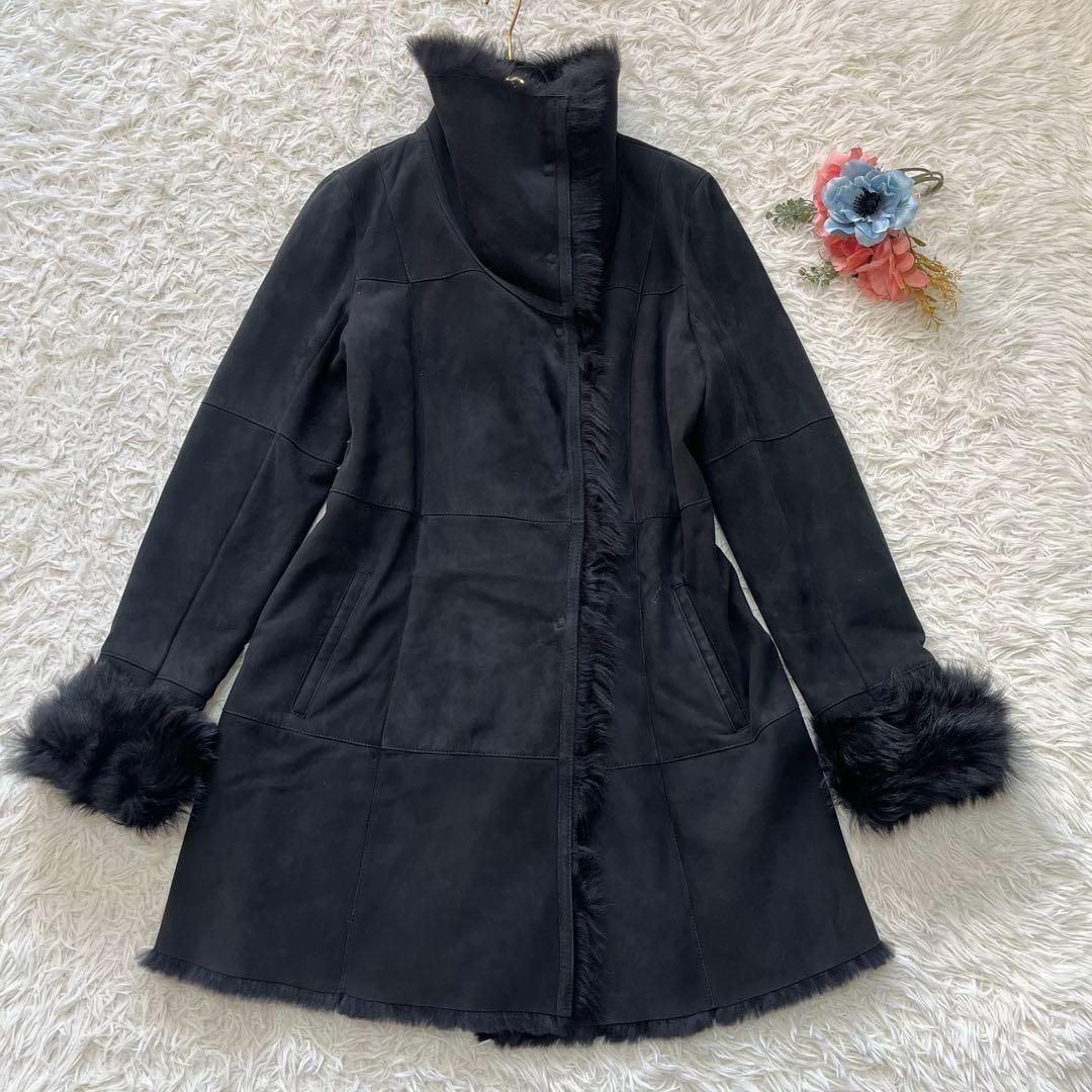 美品✨Yves SALOMON イヴサロモン ムートン ファーコート ブラックM