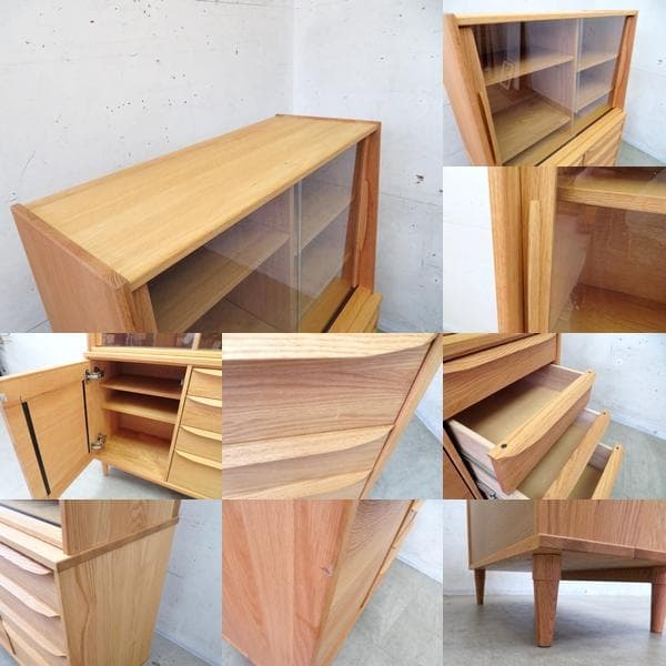 展示品■モモナチュラル■VENT■オーク無垢材■カップボード■食器棚■北欧モダン