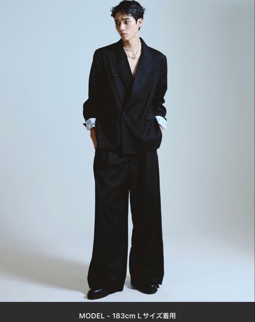 Camphor wood ダブルブレストピークドラペルテーラードジャケット