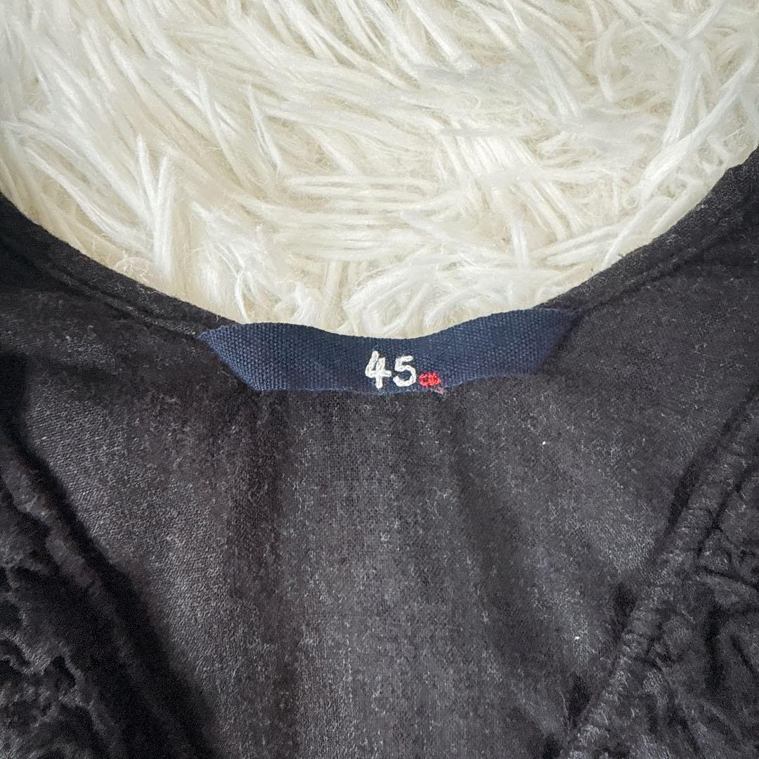 45R コットン100% フリルブラウス ブラック やわらか素材 ナチュラル風合