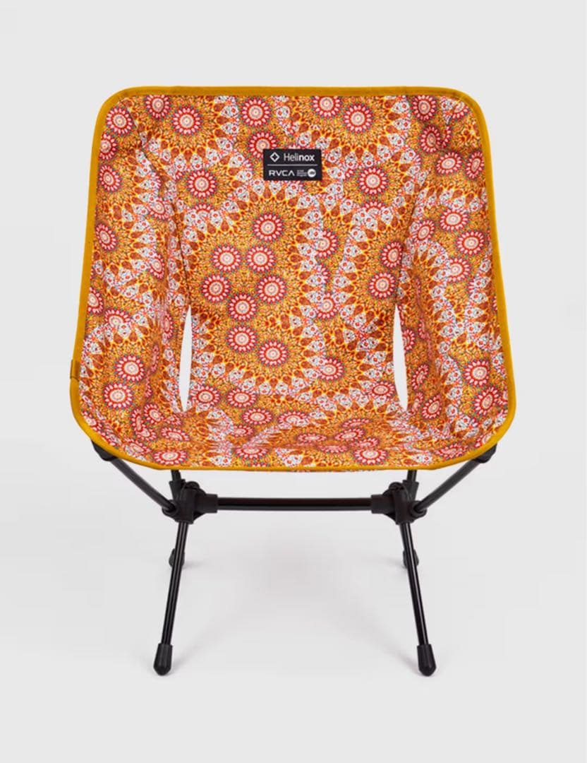 天*様 Helinox ×RVCA コラボ　アウトドア　チェア オレンジ 花柄