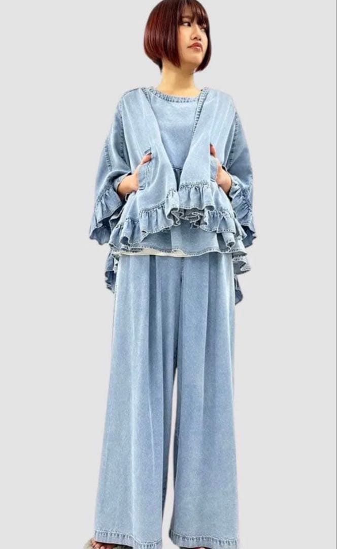 ayane テンセルデニムフリルポンチョ 825504
