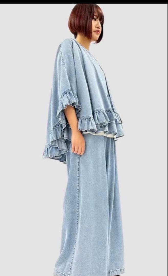 ayane テンセルデニムフリルポンチョ 825504