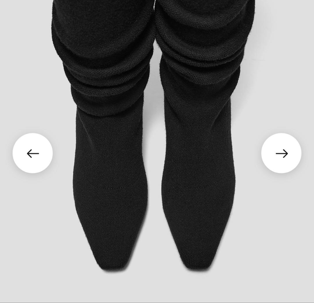 [vivian] スクエアトゥ スロウィー ニーハイ キトゥンヒール ブーツ