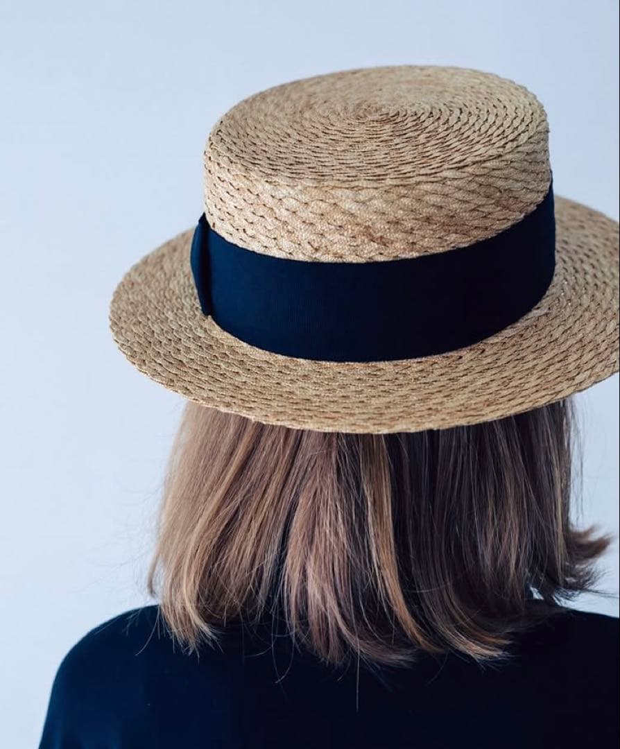 POANCA 移動帽子屋AURA 麦わら帽子　カンカン帽　黒リボン