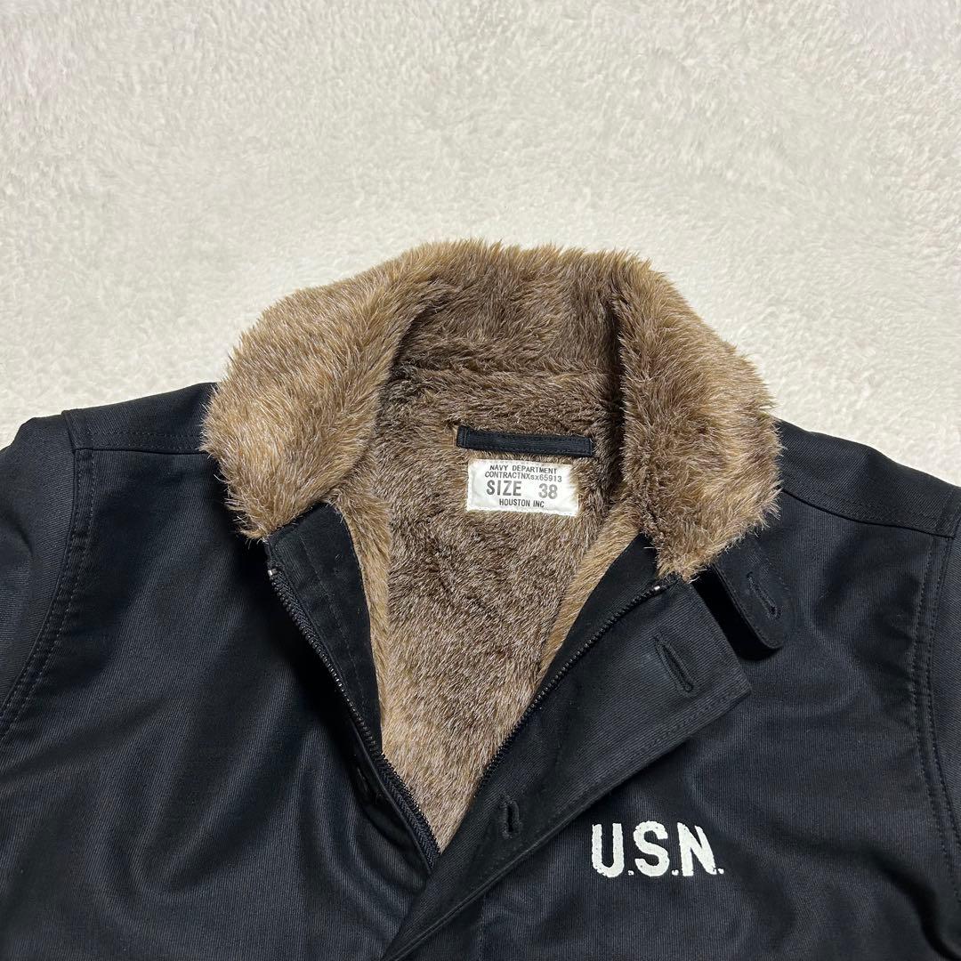 日本製 HOUSTON N-1 デッキジャケット IDEAL ジップ 黒 38