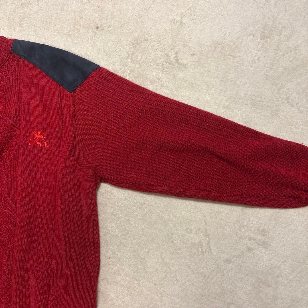 美品⭐️90s burberry ハイゲージ エルボーパッチ　ニット　ホース刺繍