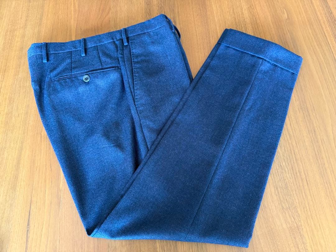 インコテックス スリムフィット ウールサージ ネイビブラウンメランジ サイズ48