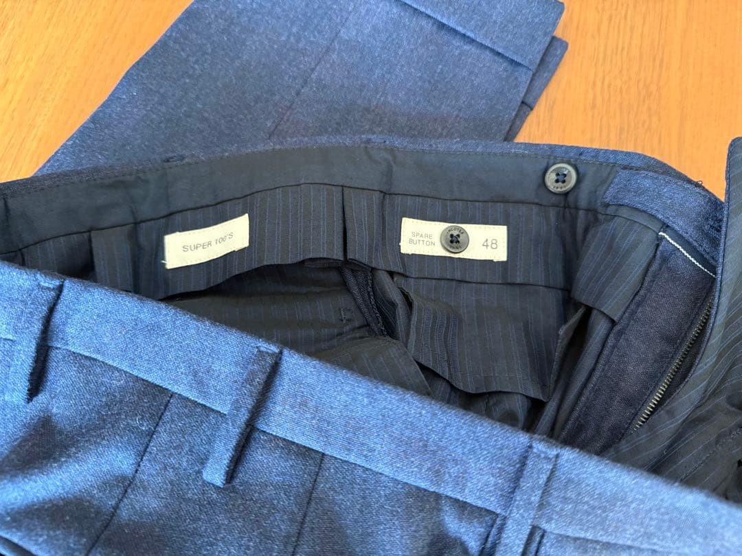 インコテックス スリムフィット ウールサージ ネイビブラウンメランジ サイズ48