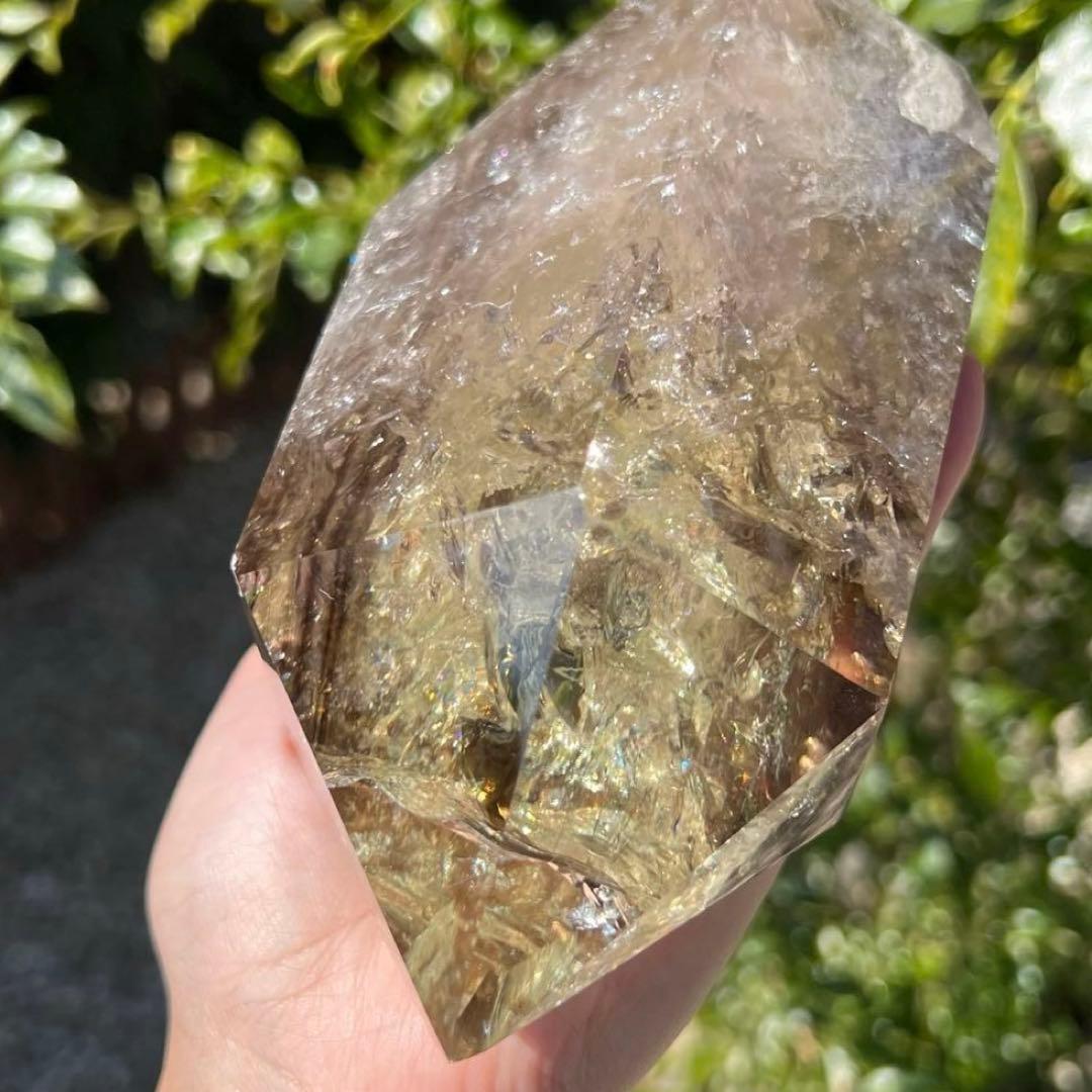 ☆超極上の煌煌さを✨幸運の石✨レインボー ファントムシトリン 六角柱 天然石