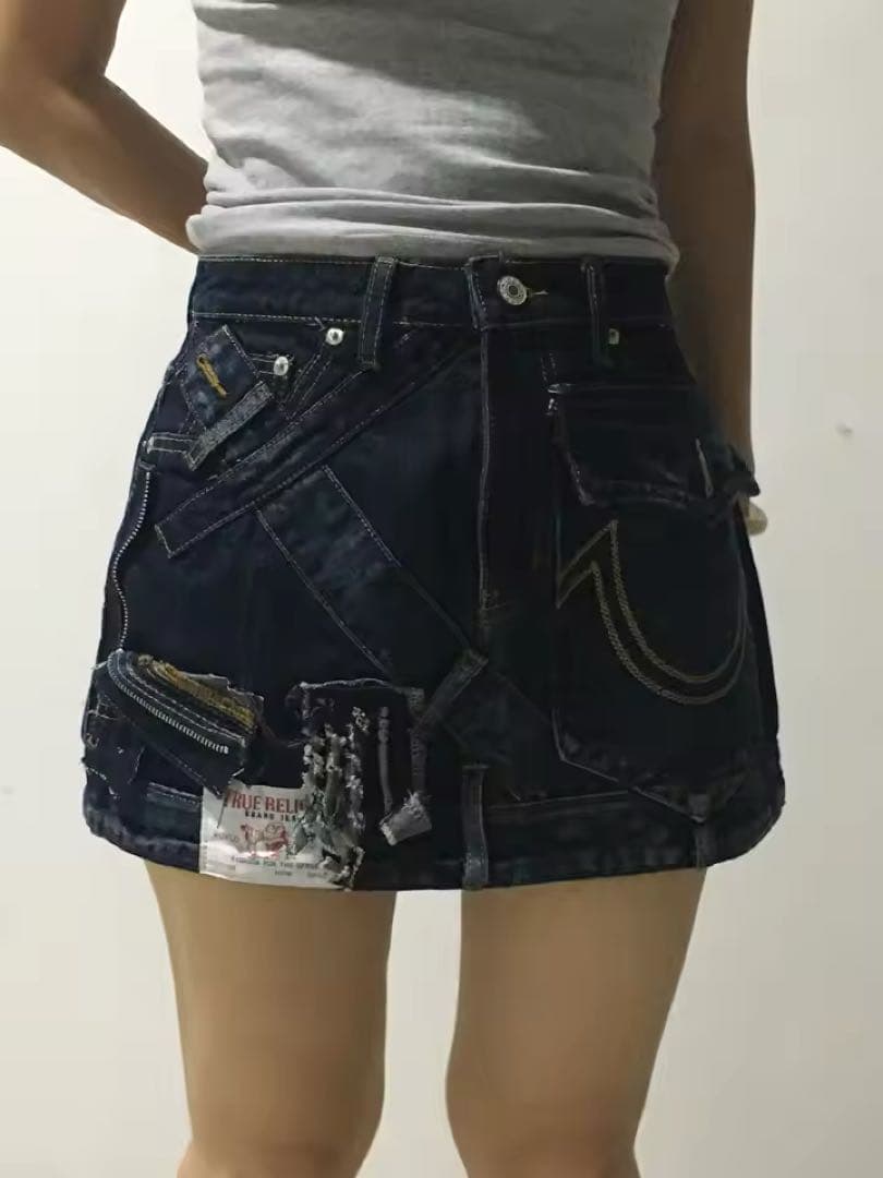 True Religion ダークデニム ミニスカート 新品タグ付き