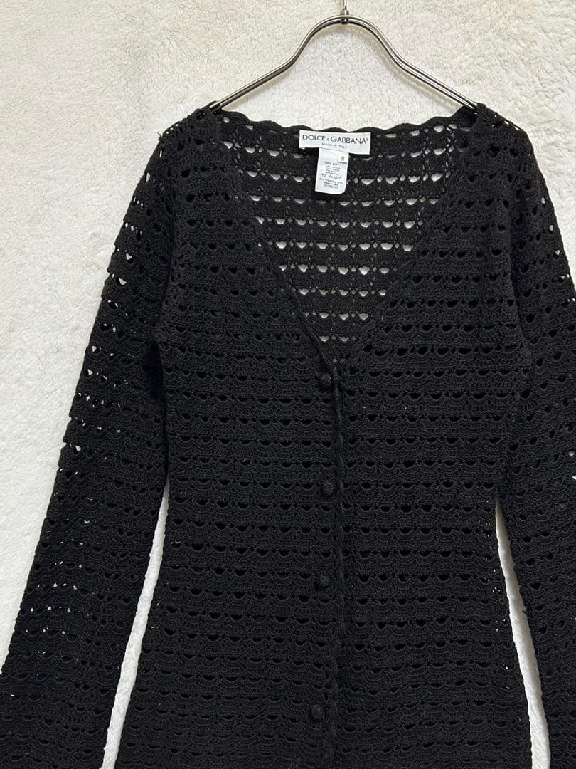 【美品】秋冬物 Dolce & Gabbana レース編み カーディガン コゲ茶