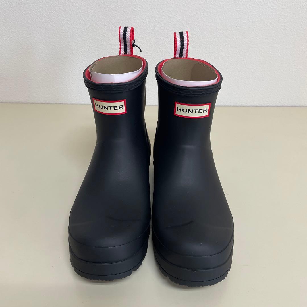 HUNTER ブラック ショートレインブーツ UK6/25cm