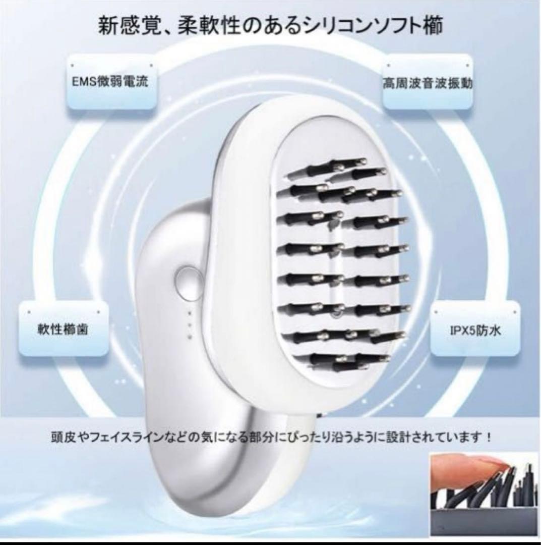 電動頭皮ブラシ EMS機能 スカルプケアブラシ 3D振動 LED光エステ