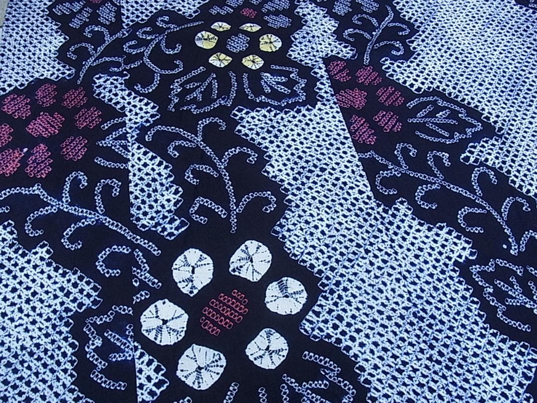 ♦︎きもの結♦︎有松鳴海絞り 浴衣 草花　綿♦︎a