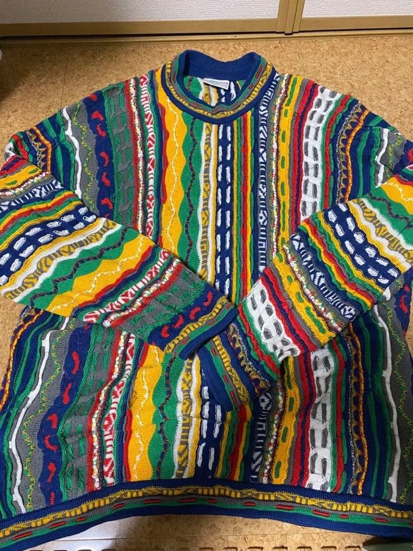 【XL】クージー　COOGI　3D　ニット マルチカラー　総柄 90s