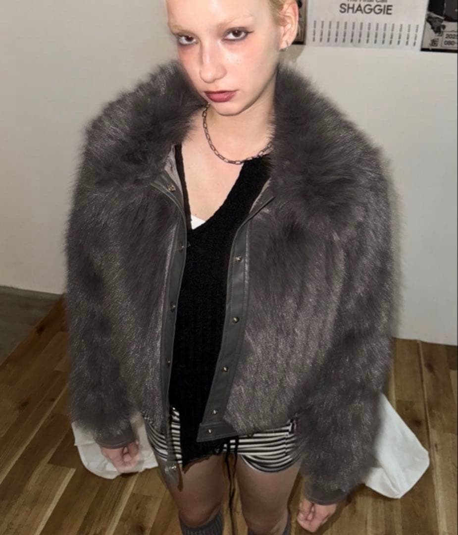 shaggie シャギー　グレー ファージャケット