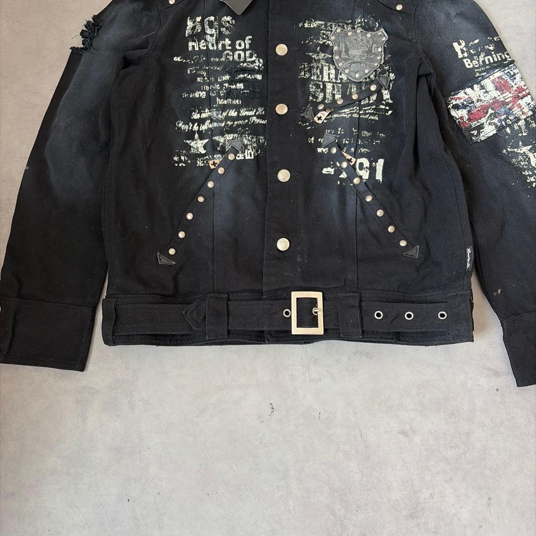 ✨新品✨バーニングショー ダメージ スタッズ スカル Y2K デニム ジャケット