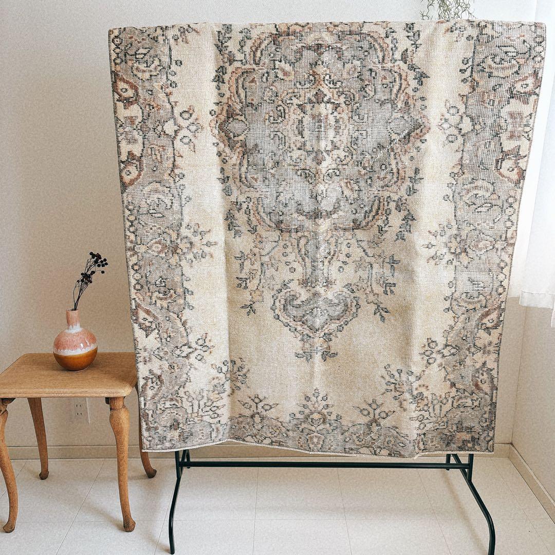 トルコ　ヴィンテージラグ　ライトグレー　アイスグレー