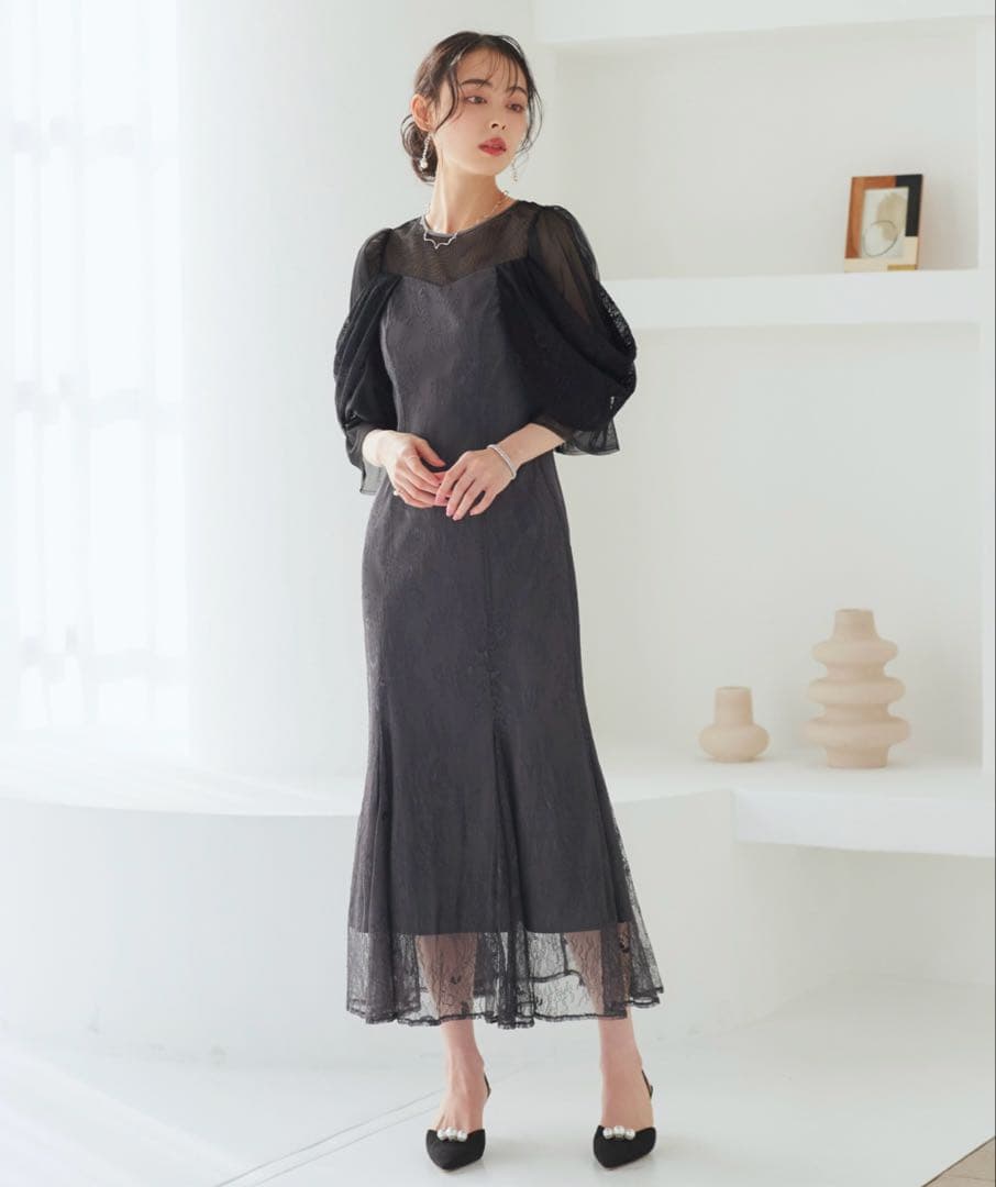 RUIRUE BOUTIQUE レースオフショルマーメイドフレアワンピースドレス