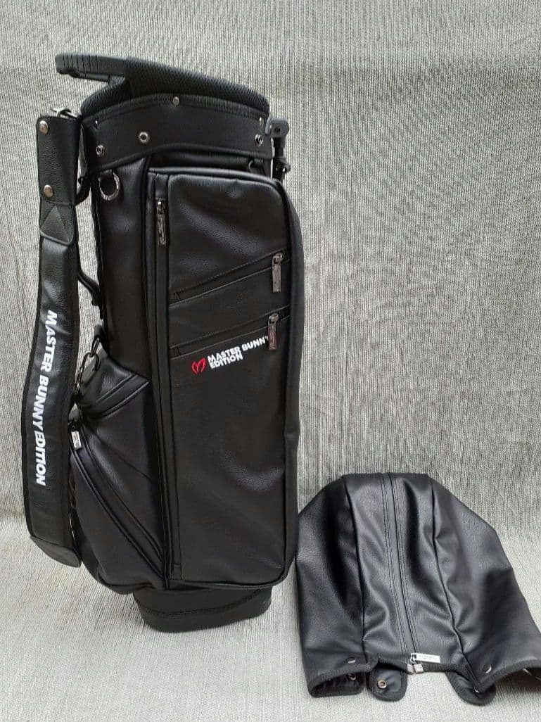 お買い得 正規品 マスターバニースタンド式キャディバッグ 本革の 様な素材