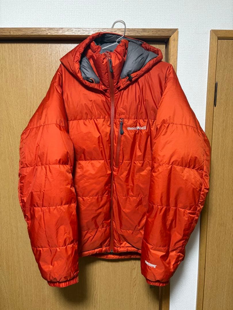 美品モンベル800FP GOREパーマフロストダウンパーカXL オレンジ