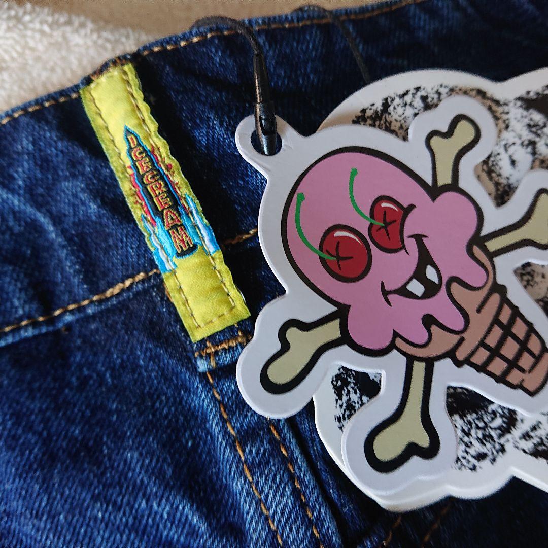 海外限定☆Icecream dog プリント デニムジーンズ ハーフパンツ