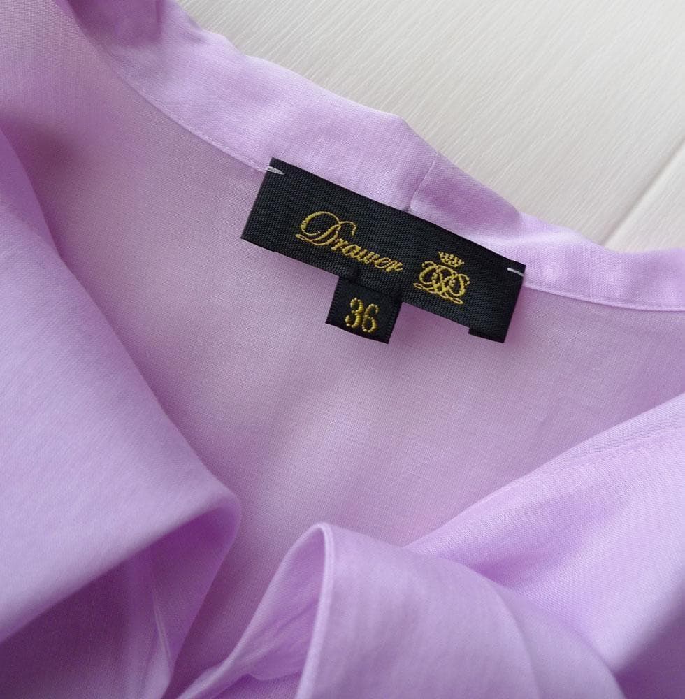 美品 ドゥロワー 7万円 オーガンジー素材リボンシャツ ブラウス Drawer