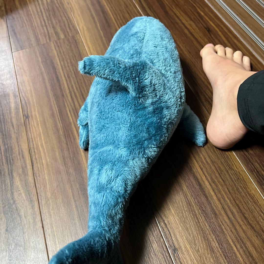青と白のサメのぬいぐるみ 約30cm