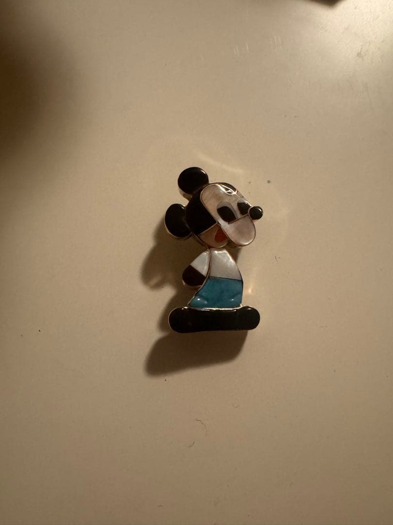 ズニ族　ペンダント　ブローチ　ミッキー　インレイ