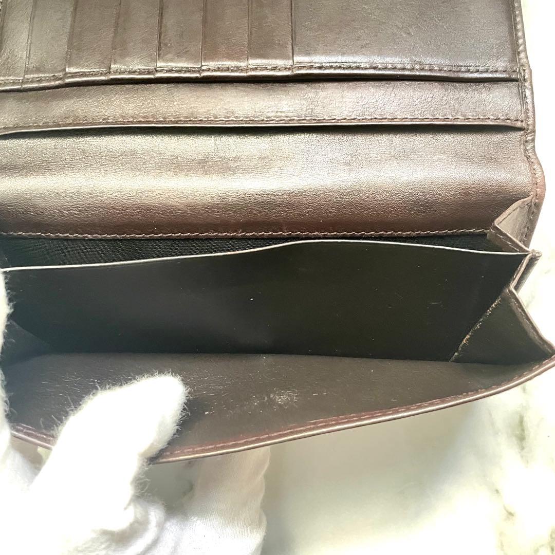 GUCCI グッチ　シマ レザー 長財布　メタルロゴ　wホック　0115-②