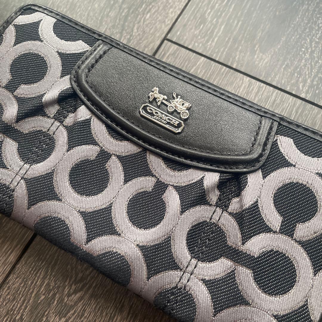 COACH 長財布 ブラック グレー
