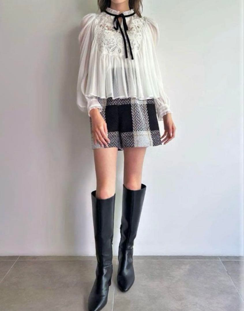 エンブロイダリー楊柳シフォンブラウス　snidel 白　ホワイト